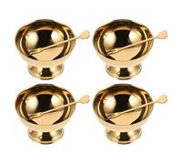 Alasum Cuencos de Helado de Acero Inoxidable con Base Elevada y Tenedor, Recipiente para Postres Multifunción Dorado de 130ml Adecuado para Celebracion Verano y Ensaladas, Pack de 4