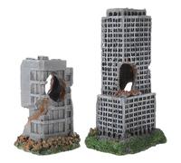 Alasum Decoración para Peceras 2 Piezas Castillos de Resina Ruinas Antiguas, Escondite para Peces, Adornos para Acuarios, Paisaje Realista para Fondos de Acuario