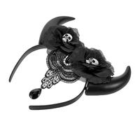 Alasum Diadema de Maquillaje de Vaca para Halloween Cuernos de Plástico y Tejido Negro, Diseño Adaptable para Fiestas y Eventos de Maquillaje Únicos