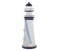 Alasum Farol de Vela Forma de Faro de Hierro Azul Estilo Mediterráneo para Decoración Práctica de Escritorio y Eventos Hogar
