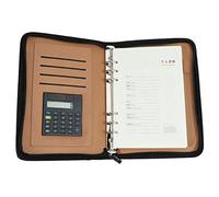 Alasum Gestor de Agenda de Viajes con Calculadora, Organizador A6 de Piel Sintética Negro, Cuaderno Empresarial con Cierre y Anillas para Oficina y Reuniones