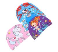 Alasum Gorros de Natación de Tela Niñas 1-7 Años, 4 Piezas Diseños de Cangrejo, Unicornio, Sirena y Ballena, Transpirables y Reutilizables para Piscina y Natación