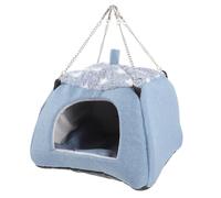 Alasum Hamaca para Hámster Grande Azul Casita Colgante para Mascotas Pequeñas Cama Suave y Cómoda Esponja para Invierno Escondite Resistente y Acogedor para Hámster Chinchilla y