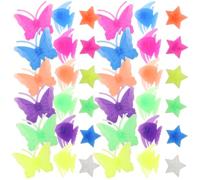 Alasum Juego de Adornos Decoración Colorida para Radios de Bicicleta Infantil en ABS Formas de Mariposas y Estrellas y Fomento de Habilidad Manual para Ruedas