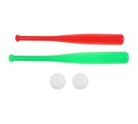 Alasum Juego de Béisbol de Juguete para 2 Sets de Bates de Plástico Rojo y Verde Equipo de Entrenamiento al Aire Libre Bate Ligero Seguro para Patio y Actividades Infantiles