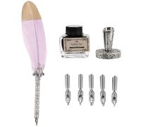 Alasum Juego de Pluma Creativa Vintage Tintero y Plumilla de Acero Púrpura para Caligrafía y Decoración de Escritorio, Kit de Papelería para Estudiantes