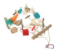 Alasum Juguete para Hámster y Chinchilla de Madera de Manzana Bola de Ratán Colgante para Morder Accesorio Resistente para Cuidado Dental Adecuado para Jaulas y Mascotas Pequeñas