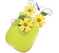 Alasum Maceta Decorativa de Pared de Hierro Pintado Verde Arte Mural Metálico Resistente para Decoración de Jardín Terraza y Patio Adorno Colgante Artesanal para Exteriores E