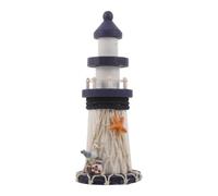 Alasum Maqueta de Faro de Madera - Decoraciones de Aves Marinas y Estrellas de mar de 20 cm - Adorno de Torre de Mesa Artesanal para Centro de Mesa de Interior o Sala de Estar