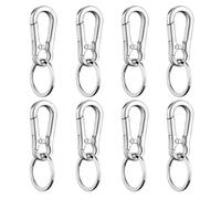 Alasum Mosquetón para Llavero de Metal Plateado, Clip Resistente para Llaves, 8 Piezas Anillo Plateado, Gancho Compacto Adecuado para Llavero de Coche y Actividades al Aire Libre