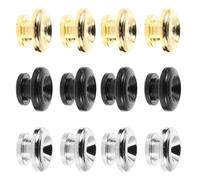 Alasum Pasadores de Bloqueo de Correa para Guitarra y Ukelele 12 Piezas Metálicos Antideslizantes con Tornillos en Colores Dorado, Plateado y Negro para Cierres Seguros en