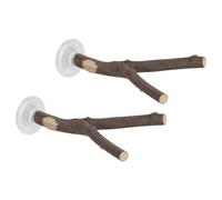 Alasum Perchas para Pájaros Ventosa 20 Cm, Soporte Portátil de Madera Natural para Loros Pequeños, 2 Unidades, Accesorio para Jaulas y Baño en Ventana, Adecuado para Viaje y