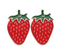 Alasum Pin de Fresa de Aleación de Zinc Rojo, 2 Piezas, Resistente al Desgaste, Fijación Segura para Ropa Diaria y Navidad
