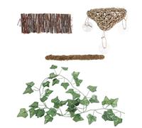 Alasum Puente para Reptiles de Madera Texturizada Hamaca y Enredaderas Decorativas, Set de 4 Piezas para Terrarios, Accesorios para Dragones Barbudos y Lagartos, Decoración Segura