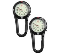 Alasum Reloj de Bolsillo con Clip de Cuarzo y Esfera Fluorescente Negro | Acero Inoxidable, Paquete de 2 Piezas, Diseño con Sujeción para Montañismo y Uso Nocturno
