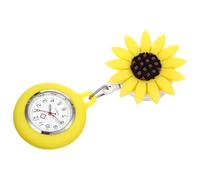 Alasum Reloj de Bolsillo para Enfermera Broche Colgante Amarillo | Diseño de Girasol, Silicona y Aleación de Zinc, Estilo Simple, para Estudiantes