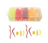 Alasum Señuelos de Pesca Blandos de Silicona 160 Piezas, Gusanos Artificiales y Cebos de Maíz para Agua Dulce, Kit de Cebos de Gusano Realistas para Lubina, Trucha y Perca, Caja Portátil