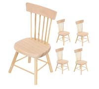 Alasum Sillas Miniatura de Madera para Casa de Muñecas 1/12, Set de 5 Piezas, Muebles en Miniatura para Decoración de Dormitorio y Sala, Accesorios para Casas de Muñecas