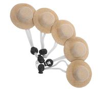 Alasum Sombreros de Paja Mini para Mascotas Pequeñas 5 Unidades, Ajustables con Cordón Elástico y Cierre, Tamaño Pequeño, Protección Solar para Perros, Gatos, Polluelos y