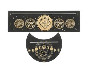 Alasum Soportes de Madera para Láminas de Tarot 2 Piezas Decorativos y Ahorradores de Espacio Diseño Lunar para Altar y Bar, Accesorios Delicados y Elegantes