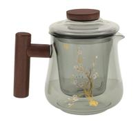 Alasum Tetera Infusora de Vidrio Borosilicato con Mango de Madera y Tapa, Mejor Aislamiento y Prevención de Quemaduras para Hogar y Oficina
