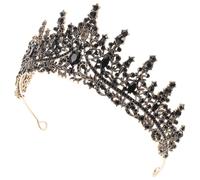 Alasum Tiara de Novia Negra Barroca Cristales de Imitación y Aleación de Zinc, Alfileres para Fijar, Adecuado para Bodas y Decoraciones de Pasteles