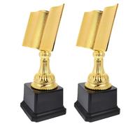 Alasum Trofeo 2 Piezas de Plástico Dorado con Diseño de Volumen Recuerdo Elegante para Competición de Lectura, Premio para Estudiantes para Ceremonia de Entrega