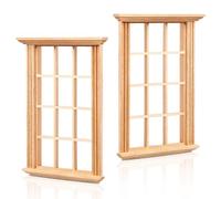 Alasum Ventanas para Casa de Muñecas (2 Unidades) - Modelo de Marco de Madera de Doce Cuadrículas a Escala 1/12 para Exhibiciones en Miniatura, Accesorios de Escena DIY Y Decoración Realista para