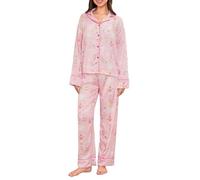 Alaurbeauty Pijama de Navidad para mujer, diseño de cascanueces, Papá Noel, lazo de árbol de Navidad, conjunto de 2 piezas con botones, Ballet rosa, L