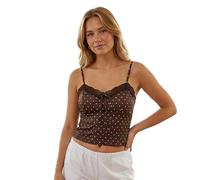 Alaurbeauty Y2K - Camiseta de tirantes para mujer, diseño de lunares, marrón, S