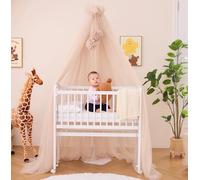 ALAVYA HOME - Cielo de cama de tul de 120 cm para bebé y cuna, mosquitero con 2 pompones y barra, decoración de la habitación del bebé, protege y deleita