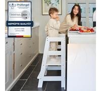 Alavya Home® Stehhilfe NEO I Lernturm Montessori Küchenhelfer StänderI Verstellbare Kleinkind Stufen mit Sicherheitsschiene I Buchenholz I PEFC-Zertifiziert I Made in Europe**