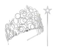 Alaxciax Diademas de cristal con burbujas, tiara de princesa con varita para mujer, ideal para cumpleaños, bodas, bailes de graduación y fiestas