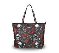 ALAZA Bolso grande para mujer, bolso de hombro de gran capacidad, bolso de compras de leopardo con bolsillos con cremallera, L, Skeleton A10055, Large