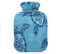 ALAZA Botella de agua caliente animal tortuga marina azul con cubierta 2L transparente bolsa de agua caliente manos pies calentador