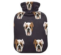 ALAZA Botella de agua caliente de Bulldog de raza de perro marrón con cubierta 1L transparente bolsa de agua caliente manos pies calentador