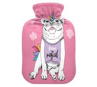 ALAZA Botella de agua caliente rosa Bulldog Francés con cubierta 1L transparente bolsa de agua caliente manos pies calentador