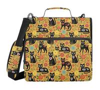 ALAZA Carpeta de 3 anillos, anillos en D de 1.5 pulgadas, organiza fácilmente 1 pulgada para papel de tamaño carta, Calavera Sugar Skull Black Cats Mexican Day of The Dead Large 3 Hole Zipper Binder