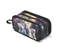 ALAZA Estuche grande para lápices, bolsa de lápices de gran capacidad, 3 compartimentos, osos polares, suministros de oficina, papelería, bolsa de maquillaje, organizador de almacenamiento para