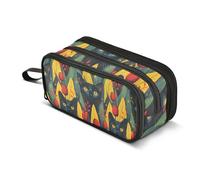 ALAZA Estuche grande para lápices, diseño de gatito negro, tulipán rojo, bolsa grande para bolígrafos, bolsa de papelería para niñas, niños, adultos, escuela, oficina