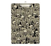 ALAZA Fun Skeletons - Portapapeles de 9 x 12.5 pulgadas, tamaño carta A4 con clip de perfil bajo para el hogar, oficina, hombres y mujeres, clip de color plateado