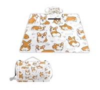 ALAZA Manta rectangular impermeable para pícnic, diseño de perro Corgi con hueso y pata, portátil, plegable, para interiores y exteriores, para viajes, senderismo, camping, parque, 150 cm x 145 cm