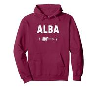 Alba Guitarra Latido del Corazón Música Guitarrista Sudadera con Capucha, Unisex para Adultos, Granate, L