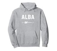 Alba Guitarra Latido del Corazón Música Guitarrista Sudadera con Capucha, Unisex para Adultos, Gris Jaspeado, M