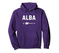 Alba Guitarra Latido del Corazón Música Guitarrista Sudadera con Capucha, Unisex para Adultos, Morado, L