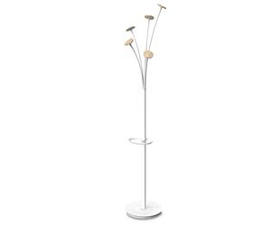 Alba - PMFESTW BC - Perchero de diseño - Blanco - Madera clara - Capacidad 6 paraguas y base de recuperación de agua