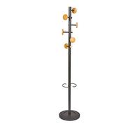 ALBA PMMUSIC N - Perchero de Acero, Negro y Madera Clara, Mediano