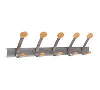 Alba PMV5 - Perchero para pared (5 perchas, metal y madera), color gris y natural