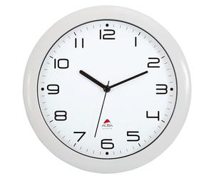 Alba Reloj de Cuarzo Clásico de Pared, Plástico, Blanco, 30.5x30.5x5 cm
