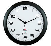 Alba Reloj de Cuarzo de Pared con Radio, Plástico, Negro, 30.5x30.5x5.5 cm